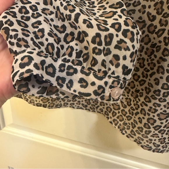 A New Day Leopard Print Sheer V Neck Blouse - Picture 6 of 6